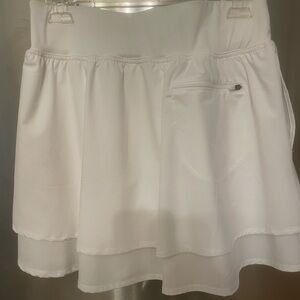 Footjoy White Layered Tennis Golf Pickleball Skort with Zip Pocket